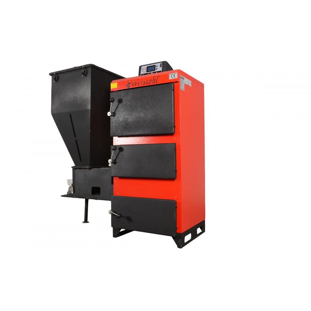 Werstahl Hercules HSD50 - Caldaia policombustibile a doppia coclea (pellet,biomassa,anima,legna,carbone)  (50.000kcal - 58kw)